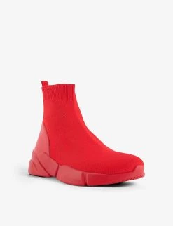 DUNE High-top Knitted Trainers For Womens Red-fabric -Dune London Sales Store unnamed file 1959