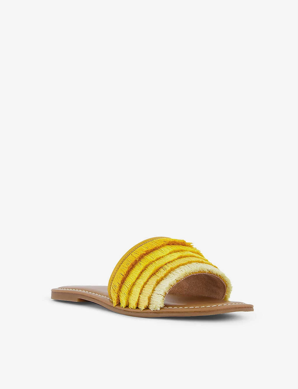 DUNE Lemoney Fringed Woven Sliders For Womens Yellow-fabric 5 DUNE Lemoney Fringed Woven Sliders For Womens Yellow-fabric - Image 3