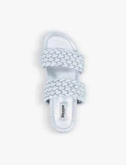 DUNE Laylow Double Woven-strap Leather Sliders For Womens Silver-leather -Dune London Sales Store unnamed file 1978