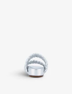 DUNE Laylow Double Woven-strap Leather Sliders For Womens Silver-leather -Dune London Sales Store unnamed file 1980