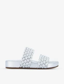 DUNE Laylow Double Woven-strap Leather Sliders For Womens Silver-leather -Dune London Sales Store unnamed file 1981
