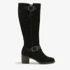 DUNE Twiggie Buckle-detail Suede Knee-high Boots For Womens Black-suede 1 DUNE Twiggie Buckle-detail Suede Knee-high Boots For Womens Black-suede -Dune London Sales Store unnamed file 2017