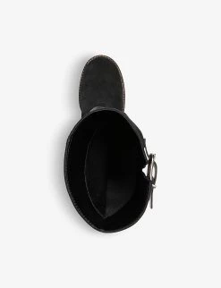 DUNE Twiggie Buckle-detail Suede Knee-high Boots For Womens Black-suede -Dune London Sales Store unnamed file 2020