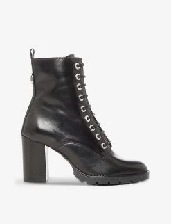 DUNE Passo Leather Ankle Boots For Womens Black-leather