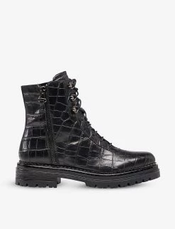 DUNE Phase Crocodile-embossed Leather Boots For Womens Black-croc Print Leather -Dune London Sales Store unnamed file 2041