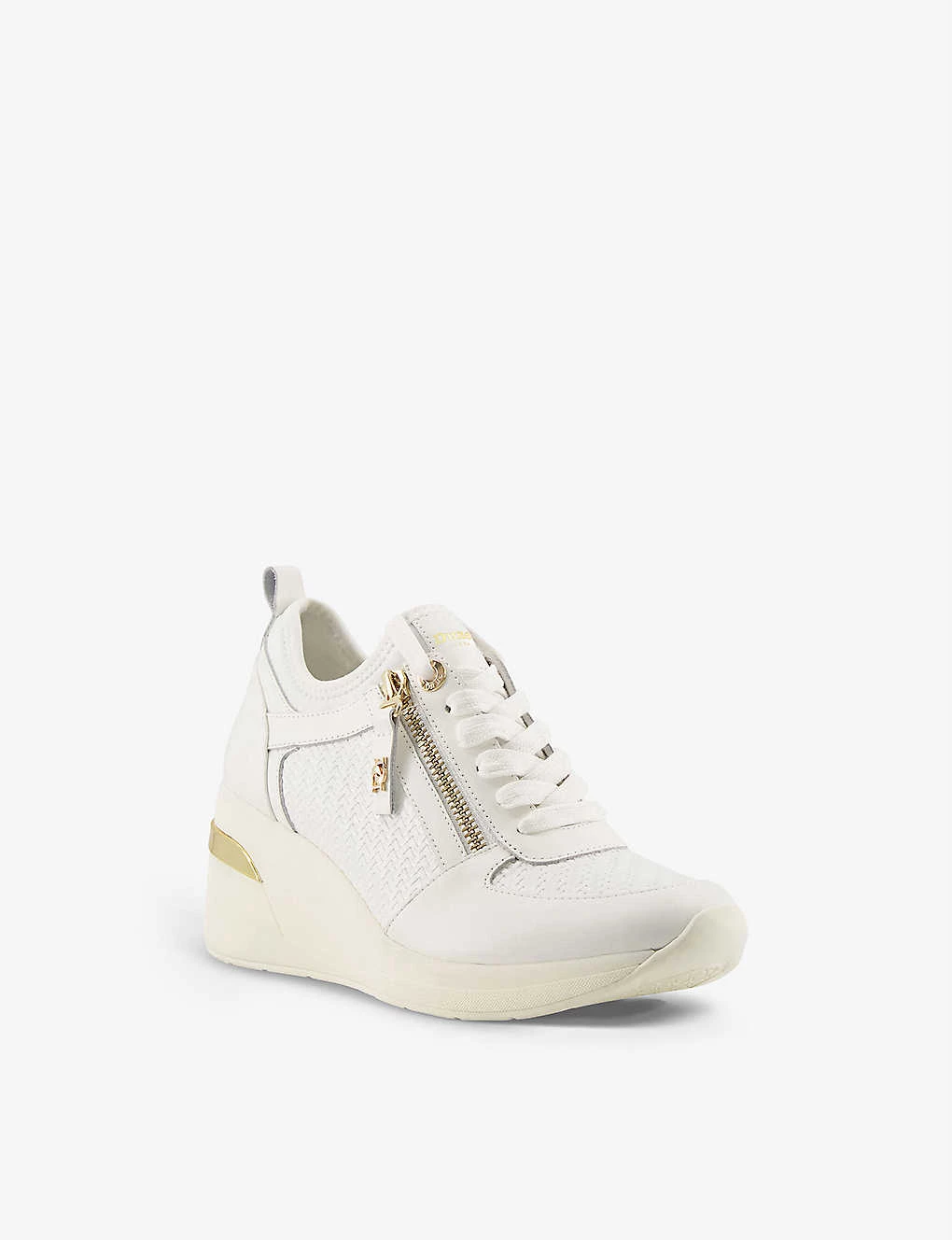 DUNE Eilin Panelled Leather Wedge-heel Trainers For Womens White-leather Mix 5 DUNE Eilin Panelled Leather Wedge-heel Trainers For Womens White-leather Mix - Image 3