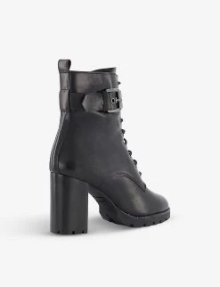 DUNE Passio Lace-up Heeled Leather Ankle Boots For Womens Black-leather -Dune London Sales Store unnamed file 303