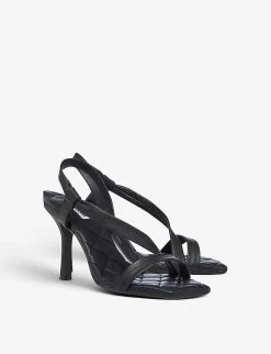 DUNE Marbled Asymmetric Quilted Leather Sandals For Womens Black-leather -Dune London Sales Store unnamed file 307