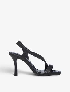 DUNE Marbled Asymmetric Quilted Leather Sandals For Womens Black-leather -Dune London Sales Store unnamed file 309