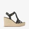 DUNE Kofu Espadrille Leather Wedge Sandals For Womens Black-leather -Dune London Sales Store unnamed file 310