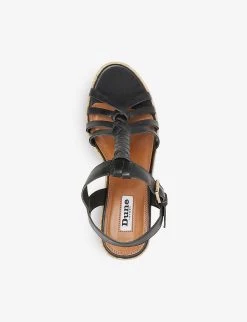 DUNE Kofu Espadrille Leather Wedge Sandals For Womens Black-leather -Dune London Sales Store unnamed file 313