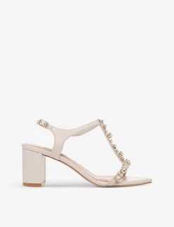 DUNE Magenta Diamante Leather-embellished Sandals For Womens Ecru-leather