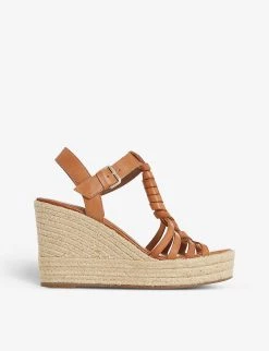 DUNE Kofu Espadrille Leather Wedge Sandals For Womens Tan-leather -Dune London Sales Store unnamed file 324