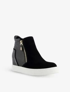DUNE Concealed-wedge Croc-effect Faux Leather Trainers For Womens Black-suede -Dune London Sales Store unnamed file 347