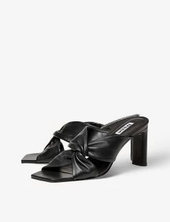 DUNE Magnet Twist-knot Heeled Leather Mules For Womens Black-black Leather -Dune London Sales Store unnamed file 352