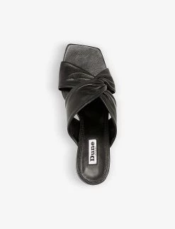 DUNE Magnet Twist-knot Heeled Leather Mules For Womens Black-black Leather -Dune London Sales Store unnamed file 353