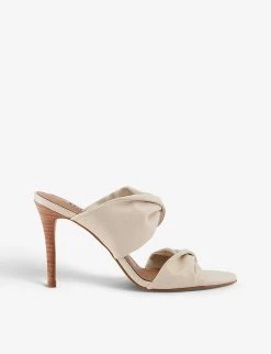 DUNE Mettle Knotted Heeled Leather Mules For Womens Nude -leather