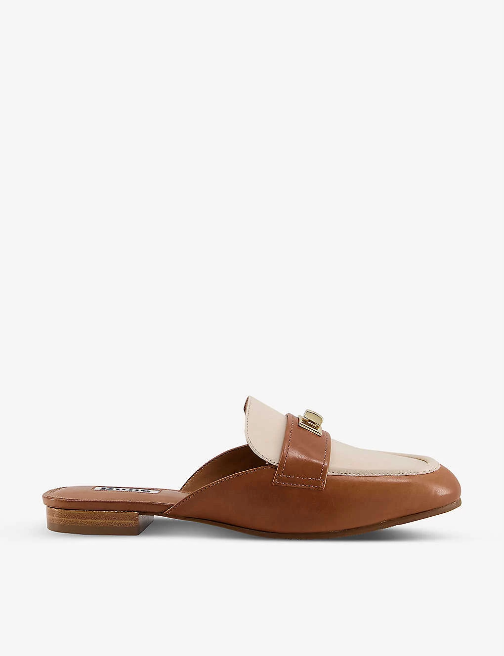 DUNE Glare Colour-blocked Turn-lock Backless Leather Loafers For Womens Camel-leather 3 DUNE Glare Colour-blocked Turn-lock Backless Leather Loafers For Womens Camel-leather