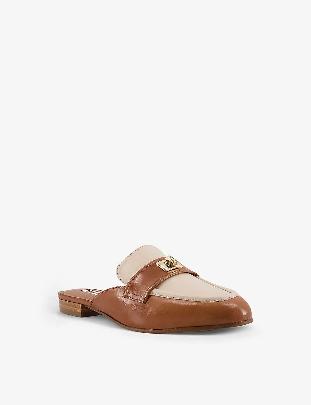 DUNE Glare Colour-blocked Turn-lock Backless Leather Loafers For Womens Camel-leather 5 DUNE Glare Colour-blocked Turn-lock Backless Leather Loafers For Womens Camel-leather - Image 3