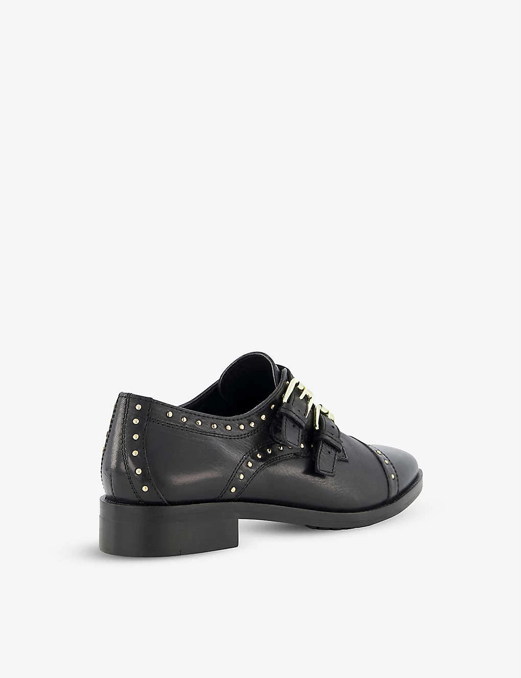 DUNE Flickers Studded Leather Double Monk Strap Shoes For Womens Black-leather 6 DUNE Flickers Studded Leather Double Monk Strap Shoes For Womens Black-leather - Image 4