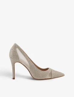 DUNE Bristal Cut-out Mesh Court Heels For Womens Gold-fabric -Dune London Sales Store unnamed file 495