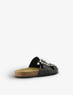 DUNE Two-strap Logo-engraved Leather Sandals For Womens Black-leather -Dune London Sales Store unnamed file 503