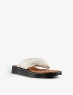 DUNE Landmark Two-post Padded-leather Slides For Womens Ecru-leather -Dune London Sales Store unnamed file 511