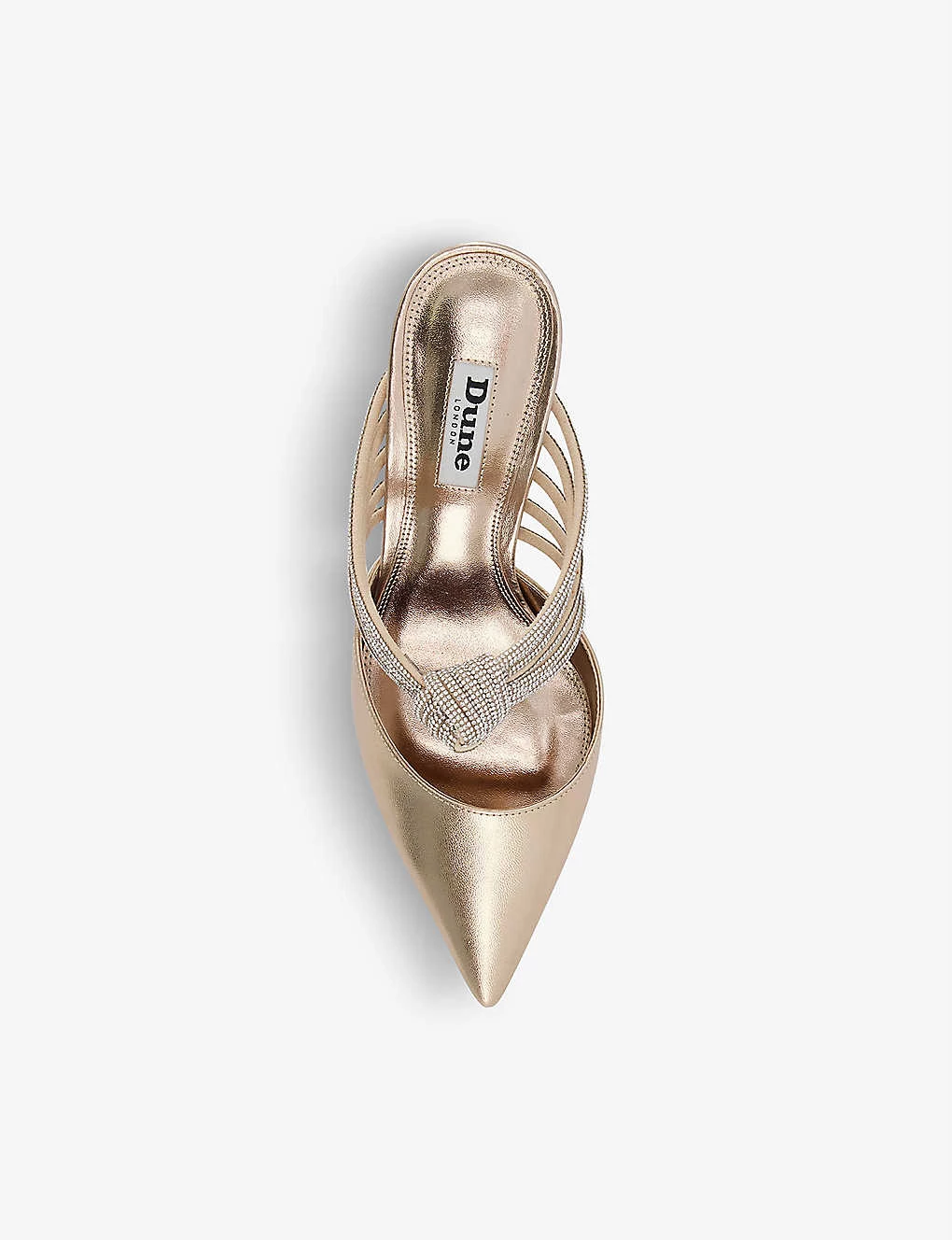 DUNE Croatia Diamanté-knot Leather Court Shoes For Womens Gold-leather 4 DUNE Croatia Diamanté-knot Leather Court Shoes For Womens Gold-leather - Image 2