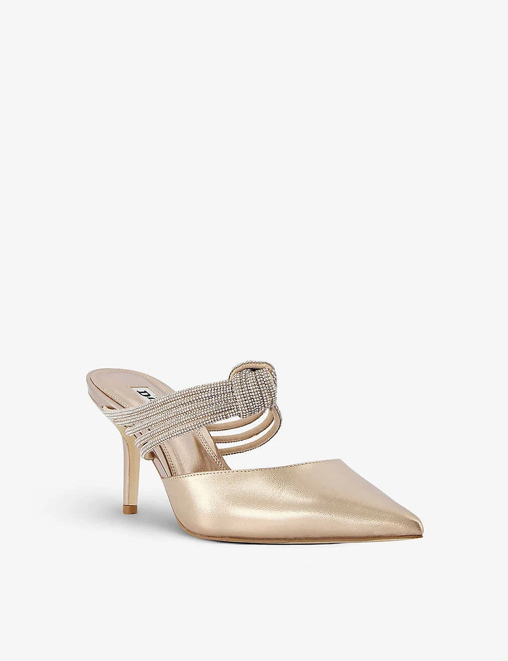 DUNE Croatia Diamanté-knot Leather Court Shoes For Womens Gold-leather 5 DUNE Croatia Diamanté-knot Leather Court Shoes For Womens Gold-leather - Image 3