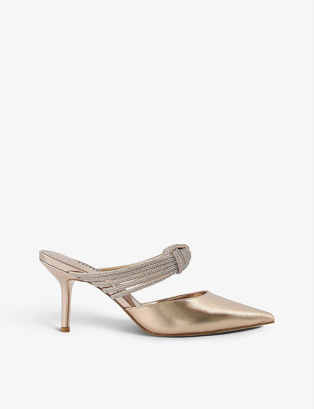 DUNE Croatia Diamanté-knot Leather Court Shoes For Womens Gold-leather 7 DUNE Croatia Diamanté-knot Leather Court Shoes For Womens Gold-leather - Image 5