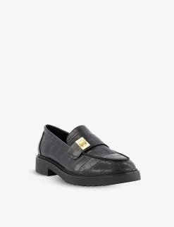 DUNE Ginnie Turn-lock Croc-effect Faux Leather Loafers For Womens Black-synthetic Croc 9 DUNE Ginnie Turn-lock Croc-effect Faux Leather Loafers For Womens Black-synthetic Croc -Dune London Sales Store unnamed file 553