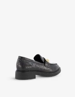 DUNE Ginnie Turn-lock Croc-effect Faux Leather Loafers For Womens Black-synthetic Croc 10 DUNE Ginnie Turn-lock Croc-effect Faux Leather Loafers For Womens Black-synthetic Croc -Dune London Sales Store unnamed file 554