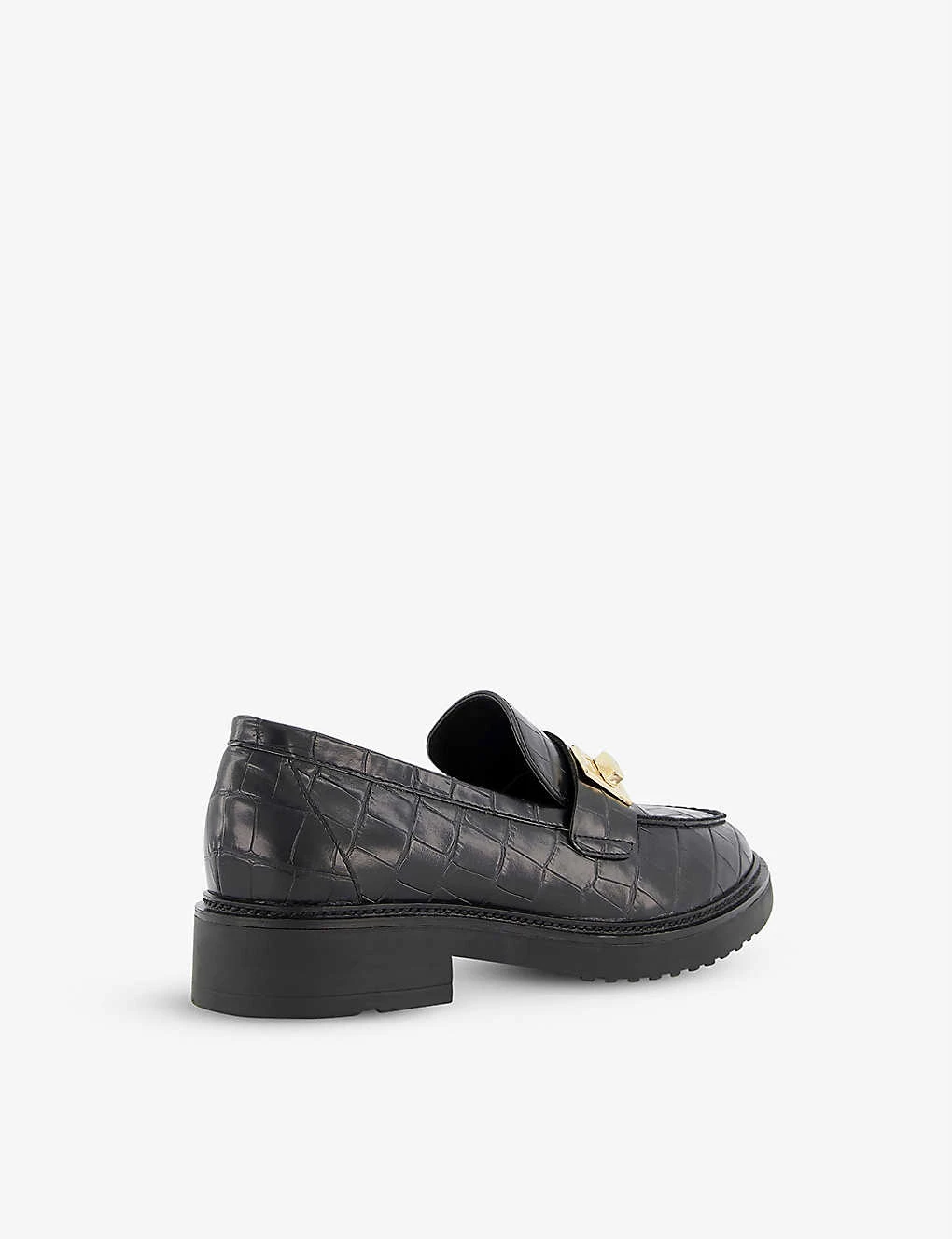 DUNE Ginnie Turn-lock Croc-effect Faux Leather Loafers For Womens Black-synthetic Croc 6 DUNE Ginnie Turn-lock Croc-effect Faux Leather Loafers For Womens Black-synthetic Croc - Image 4