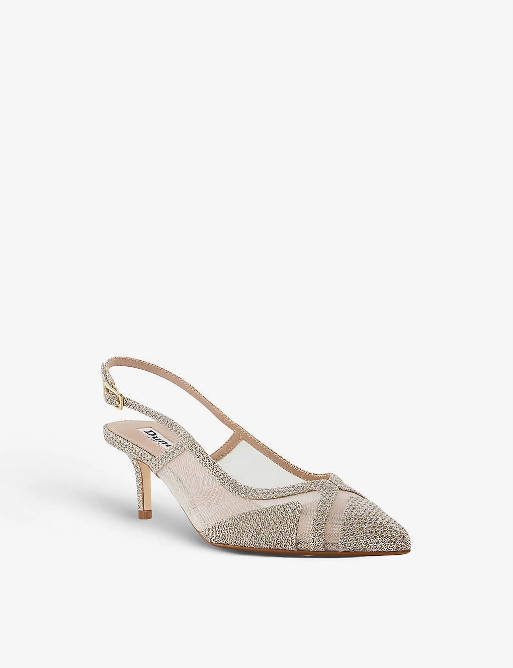 DUNE Diana Slingback Mesh-panel Glittered Textile Courts For Womens Gold-fabric 5 DUNE Diana Slingback Mesh-panel Glittered Textile Courts For Womens Gold-fabric - Image 3