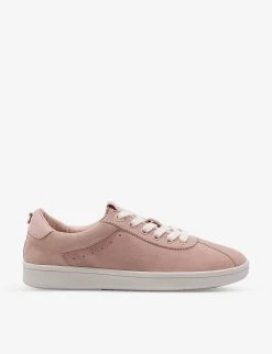 DUNE Eureka Laser-cut Suede Low-top Trainers For Womens Pink-suede