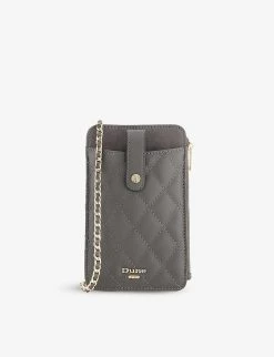 DUNE Kimmyy Quilted Faux Leather Phone Purse Grey-plain Synthetic -Dune London Sales Store unnamed file 625
