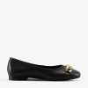 DUNE Hassel Chain-trimmed Leather Ballet Flats For Womens Black-leather