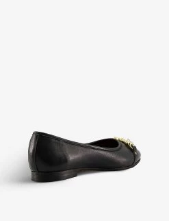 DUNE Hassel Chain-trimmed Leather Ballet Flats For Womens Black-leather -Dune London Sales Store unnamed file 66