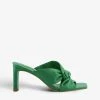DUNE Magnet Twist-knot Heeled Leather Mules For Womens Green-leather -Dune London Sales Store unnamed file 665