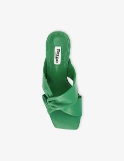 DUNE Magnet Twist-knot Heeled Leather Mules For Womens Green-leather -Dune London Sales Store unnamed file 666