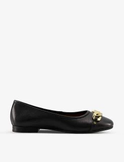 DUNE Hassel Chain-trimmed Leather Ballet Flats For Womens Black-leather -Dune London Sales Store unnamed file 67