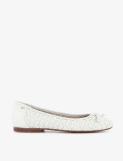 DUNE Hartleys Bow-embellished Leather Ballerina Flats For Womens White-leather