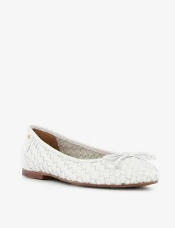 DUNE Hartleys Bow-embellished Leather Ballerina Flats For Womens White-leather -Dune London Sales Store unnamed file 672
