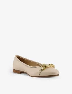 DUNE Hassel Chain-trimmed Leather Ballet Flats For Womens Ecru-leather -Dune London Sales Store unnamed file 70