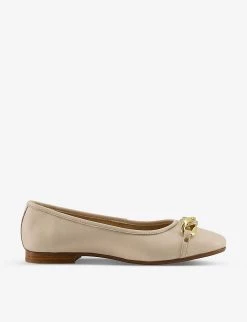 DUNE Hassel Chain-trimmed Leather Ballet Flats For Womens Ecru-leather -Dune London Sales Store unnamed file 72