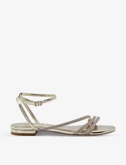 DUNE Novell Crystal-embellished Faux-leather Sandals For Womens Gold-synthetic