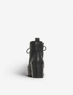 DUNE Patsie D Shearling-lined Leather Ankle Boots For Womens Black-nubuck