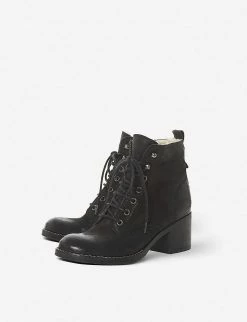 DUNE Patsie D Shearling-lined Leather Ankle Boots For Womens Black-nubuck -Dune London Sales Store unnamed file 742