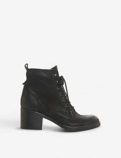 DUNE Patsie D Shearling-lined Leather Ankle Boots For Womens Black-nubuck -Dune London Sales Store unnamed file 743