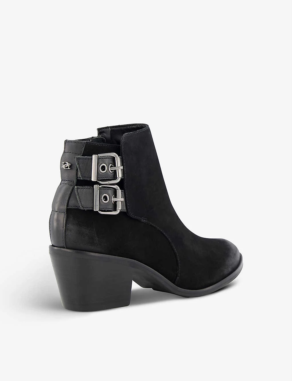 DUNE Pinna Western Heeled Suede Ankle Boots For Womens Black-nubuck 4 DUNE Pinna Western Heeled Suede Ankle Boots For Womens Black-nubuck - Image 2